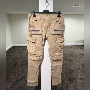 Balmain Biker Cargo Zip Beige / Khaki Pants